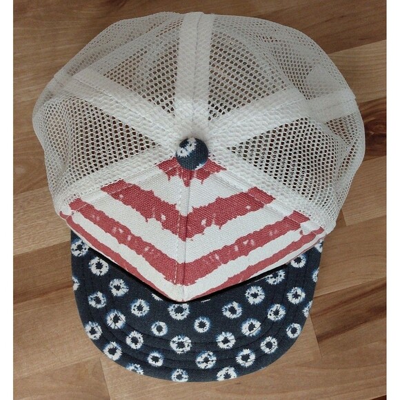 VANS OFF THE WALL USA Patriotic Red White Blue Snapback Mesh Trucker Hat Cap - Picture 2 of 7